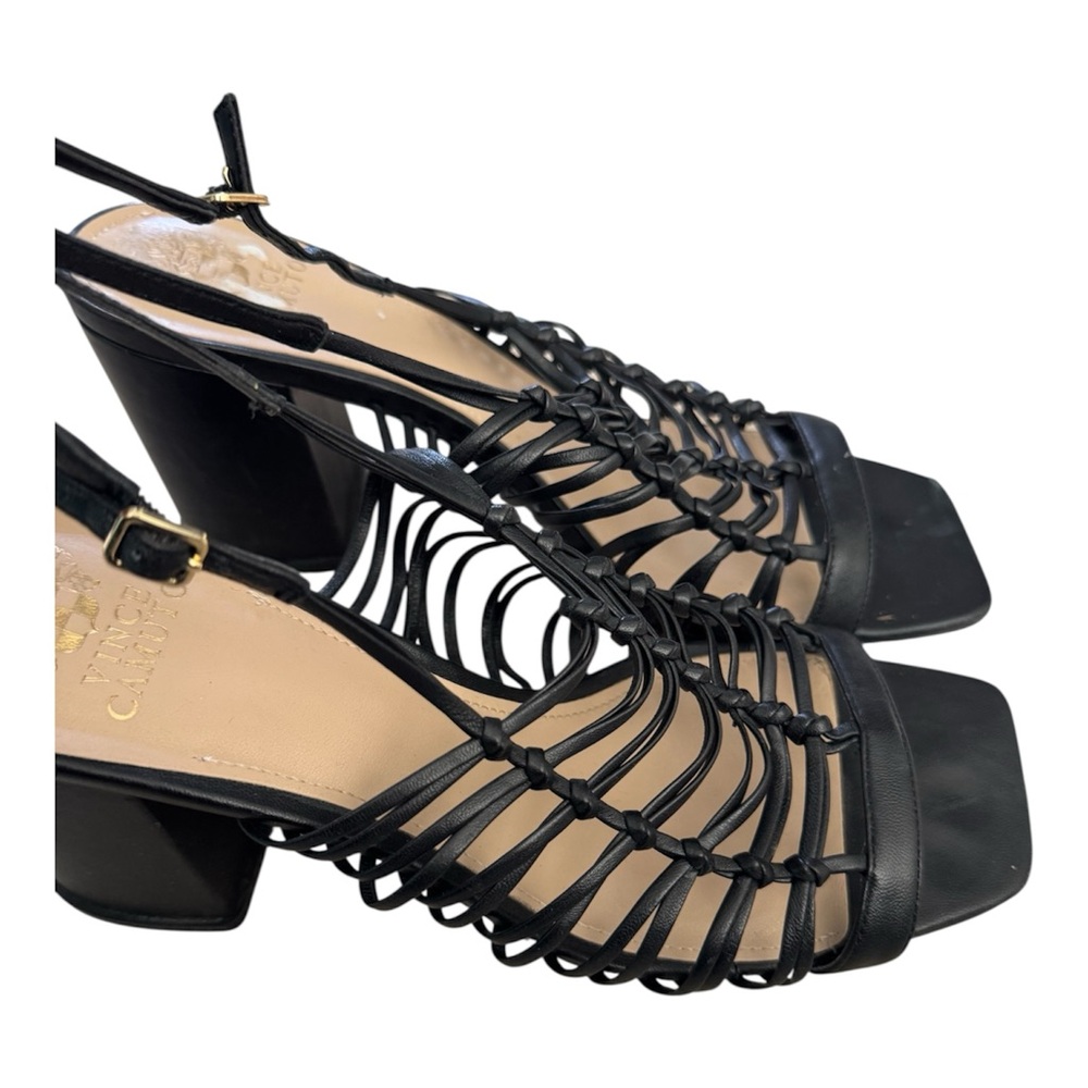 Vince Camuto Black Knotted Strappy Block Heel Sandals